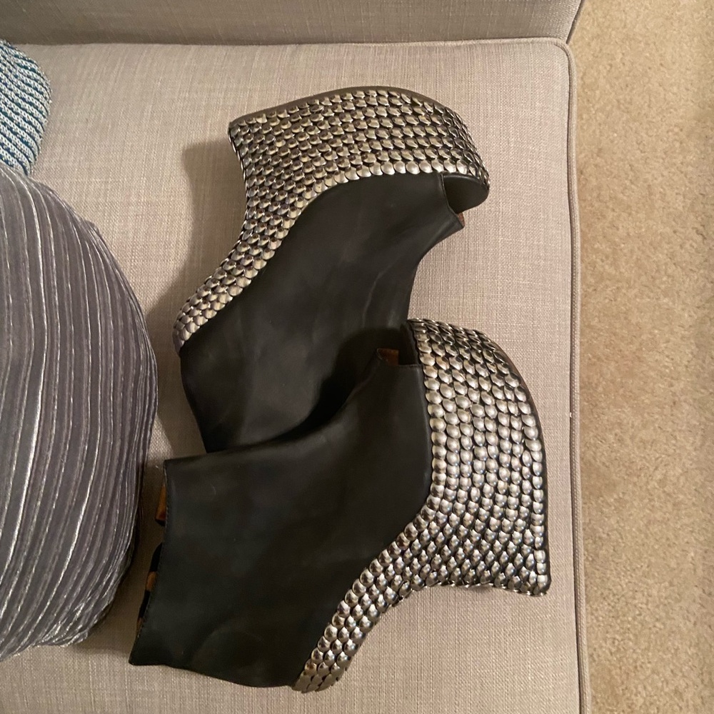 Jeffrey Campbell Black and Silver Heeled Boots